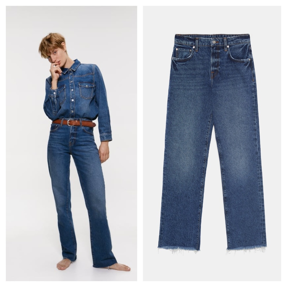 ZARA PREMIUM HIGH RISE STRAIGHT BLUE JEANS